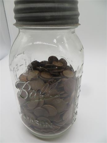 Large Jar of Wheat Pennies
