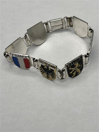 European 900 silver vintage voyage, charm bracelet
