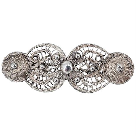 Vintage Mexican Sterling Silver Filigree Brooch