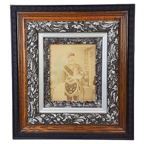 Framed Antique Photo of Man in Masonic Regalia