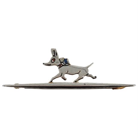 Vintage Silver Tone Dog Bar Brooch