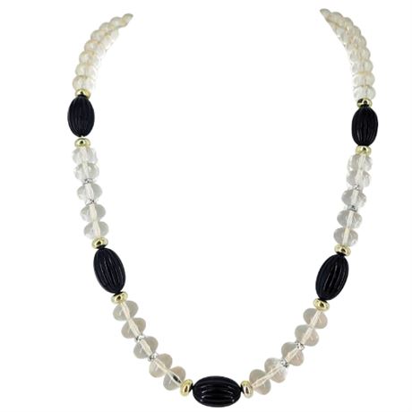 Vintage Black and Clear Plastic Bead Necklace