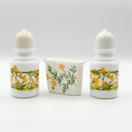 Vintage Lot of Milk Glass Salt & Pepper Shakers and a Porcelain Toothpick Holder