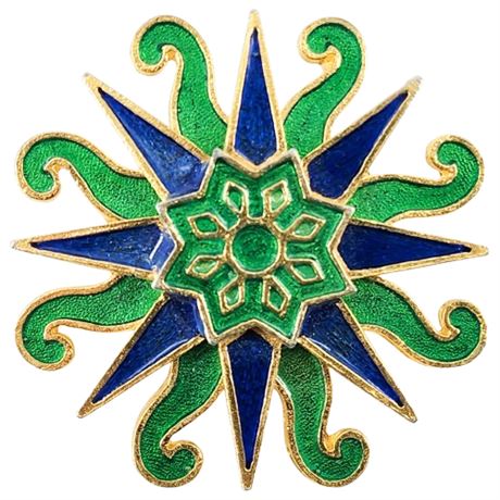 Vintage Movitz Co. Enamel Sunburst Brooch
