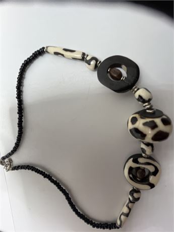 Onyx and riverstone beaded necklace