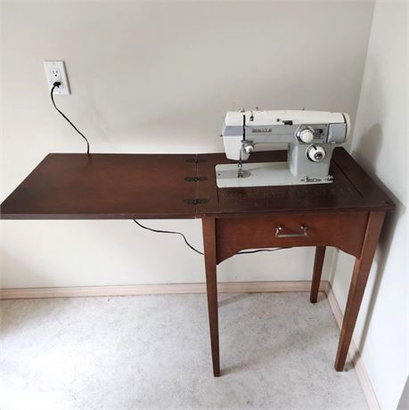 Vintage White Model No. 468 Sewing Machine & Table