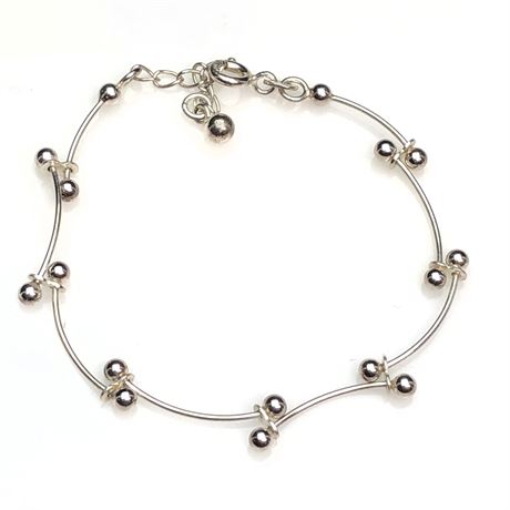 Vintage Sterling Silver Ball & Curved Bar Link Bracelet