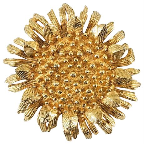 Vintage CASTLECLIFF Gold Tone Stylized Flower Brooch