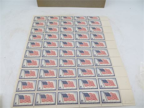 1957 "Long May It Wave" 4 Cent Stamps Featuring 48-Star American Flag