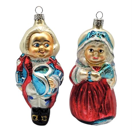 Christopher Radko George & Martha Washington Blown Glass Ornaments