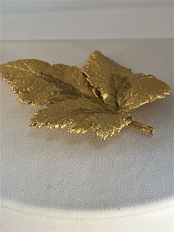 MCM gold dipped leaf brooch
