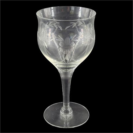 Etched Crystal Wine Glasses, Set of 12