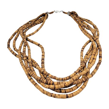 Artisan Made Coconut Shell Rondel Multi-Strand Necklace
