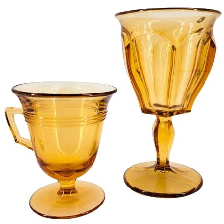 Vintage 2pc Lot of Amber Glasses Including Westmoreland