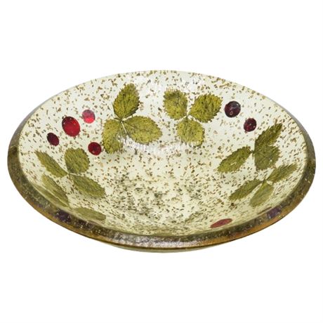 Vintage Glitter Lucite Holly & Berries Candy Dish/Snack Bowl