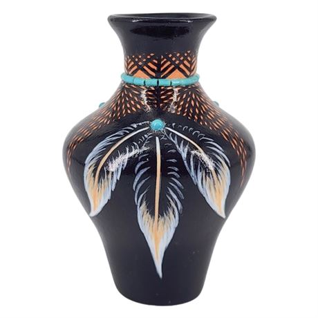 Signed J.F.G. Jemez, NM Hand Painted Miniature Pottery Vase