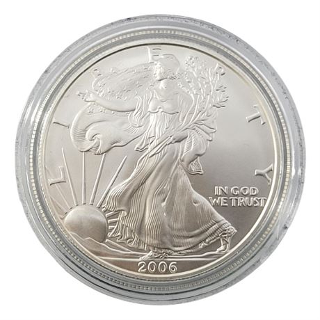 2006-W American Eagle Burnished Die 1oz Uncirculated Silver Bullion Coin w/ COA