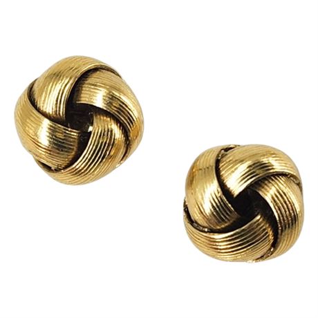 Vintage Gold Tone Textured Knot Earrings