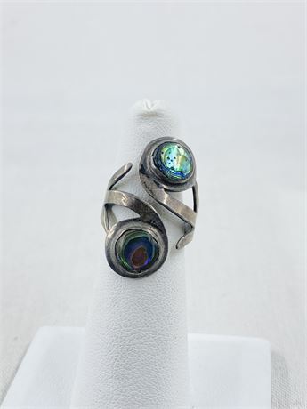 Vintage Abalone Taxco Mexico Sterling Ring Size 5