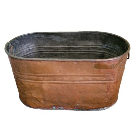 Antique 23” Copper Boiler Wash Tub Bin