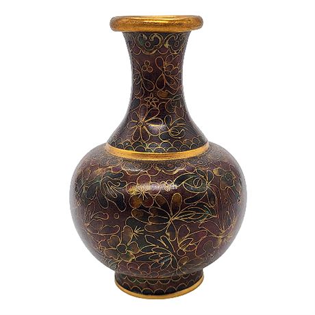 Vintage 4" Chinese Cloisonne Floral Vase