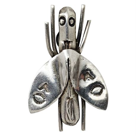 Vintage Native American Sterling Silver Insect Brooch