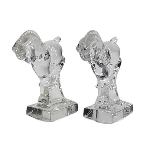 Vintage Pair of Heisey/ Imperial Glass Kicking Colt Figurines