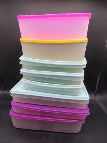 NEW VINTAGE TUPPERWARE 8 RECTANGLE CONTAINERS