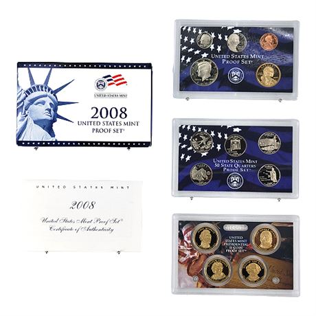 2008 US Mint Proof Set w/ State Quarters & Presidential Dollars Proof Sets