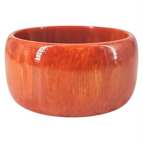 Vintage Bakelite End-of-Day Orange Swirl Wide Bangle Bracelet
