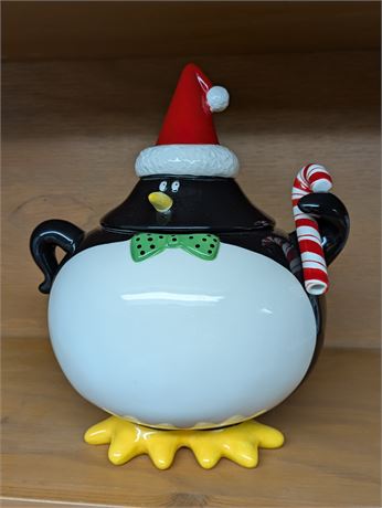 Adorable Cookie Jar Rolly Polly Ceramic Penguin