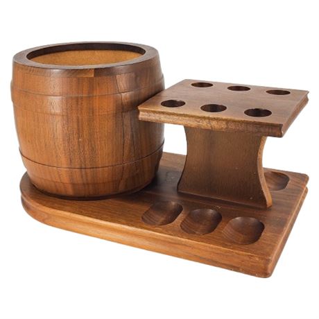 Vintage Decatur Industries Deco Walnut Pipe Stand & Barrel