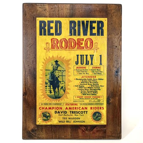 Red River Rodeo Poster on  Wood, David Trescott Tex Warden & Wild Bill Johnson