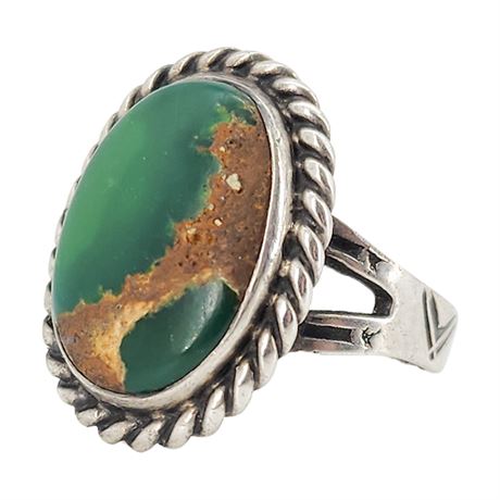 Vtg Native American Sterling Silver Turquoise Ring, Sz 8.5