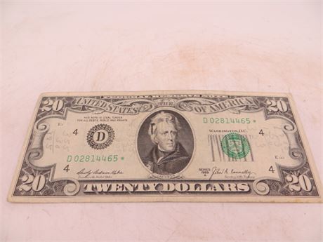 1969 A $20 Federal Reserve Note # D02814465