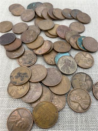 55 pc Wheat Penny Coin Lot