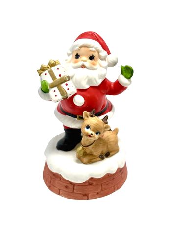 Vtg Berman & Anderson Santa w/Reindeer Music Player