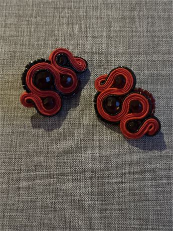Soutache  handmade clip earrings