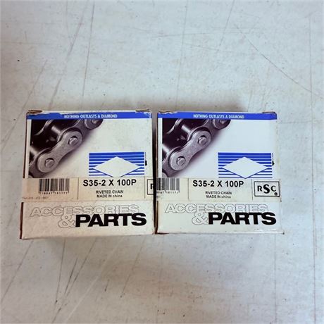 2 NOS Diamond Motorcycle Chains S35-2 x 100P