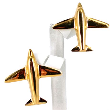 Gold-Tone Airplane Earrings