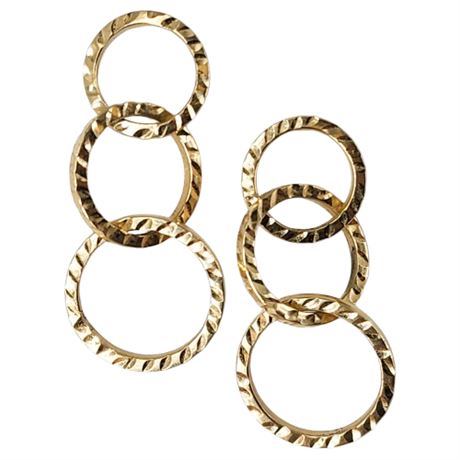 Vintage 14K Gold Triple Link Post Earrings