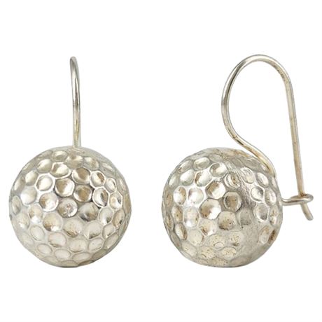 Unmarked Sterling Silver 14mm Dimpled Ball Earrings