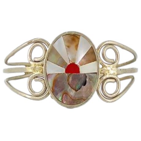 Vintage Abalone Shell Sunrise Cuff Bracelet