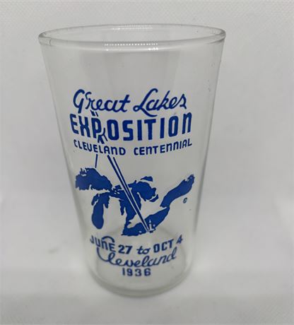 Cleveland 1936 Exposition Glass & 2 Tickets