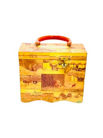 1978's Handmade Safari Decoupage Box Handbag Signed