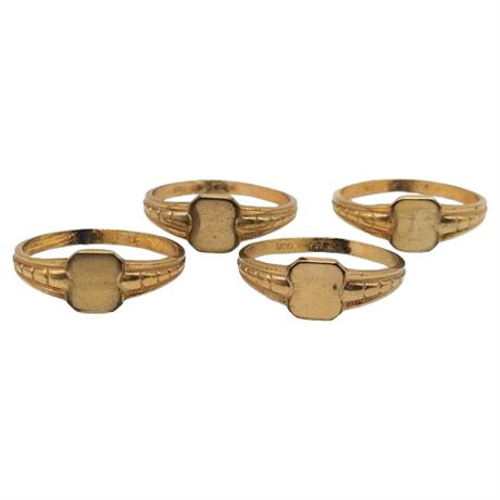 Four Vintage VARGAS Gold Filled Signet Rings