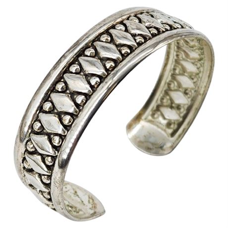 Vintage Silver Tone Geometric Cuff Bracelet