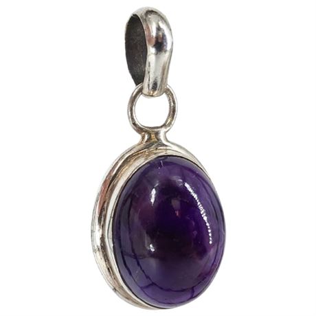 Vintage Sterling Silver Amethyst Pendant