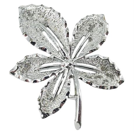 Vintage SARAH COVENTRY Silver Tone Leaf Brooch