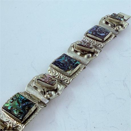 41.6g Vintage Mexico Signed Sterling Bracelet - 7”